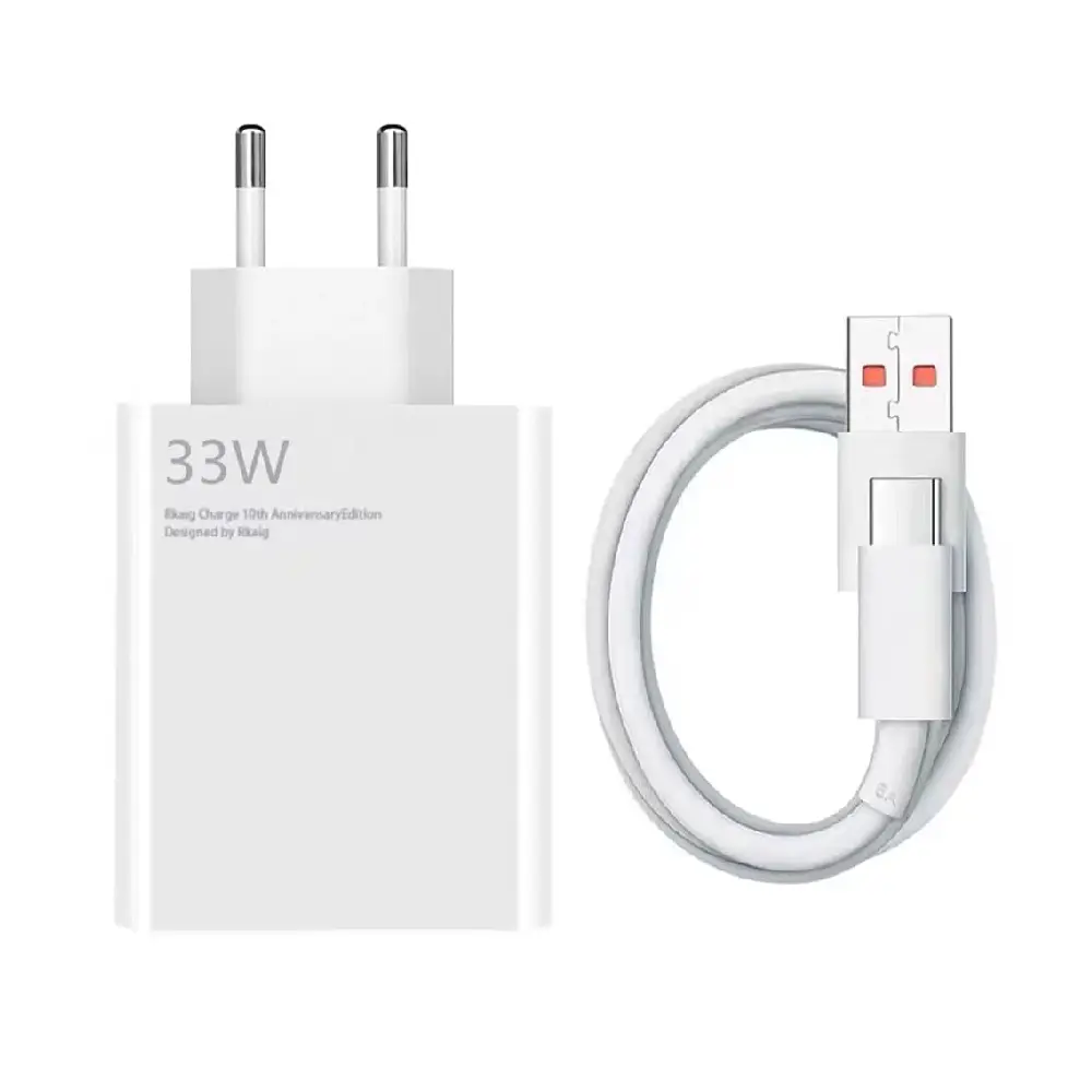 شارژر شیائومی 33W دو پین همراه با کابل تایپ سی اورجینال