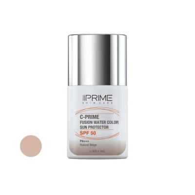 فلوئید ضد آفتاب رنگی پرایم، SPF 50، مدل فیوژن واتر، مناسب انواع پوست با تنالیته متوسط و حجم 40 میلی لیتر، محافظت‌کننده در برابر اشعه‌های PA     ،UVA ،UVB، دارای فرمولاسیون فاقد چربی، ویتامین سی و آنتی اکسیدان، با ماندگاری 4 ساعته