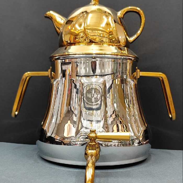 کتری و قوری استیل نیمه طلایی برند لوکس کد9085