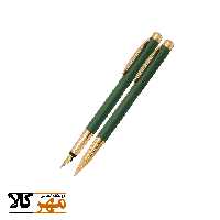 قلم ست خودنویس و روان نویس رنگ مشکی،سبز،طوسی و کروم IPLOMAT مدل ELLESE