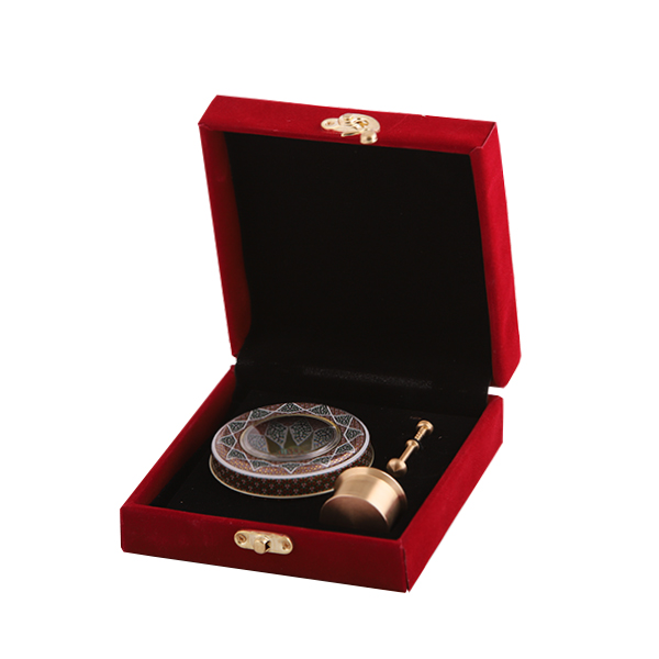 ظرف زعفران مدل مخمل به همراه هاون