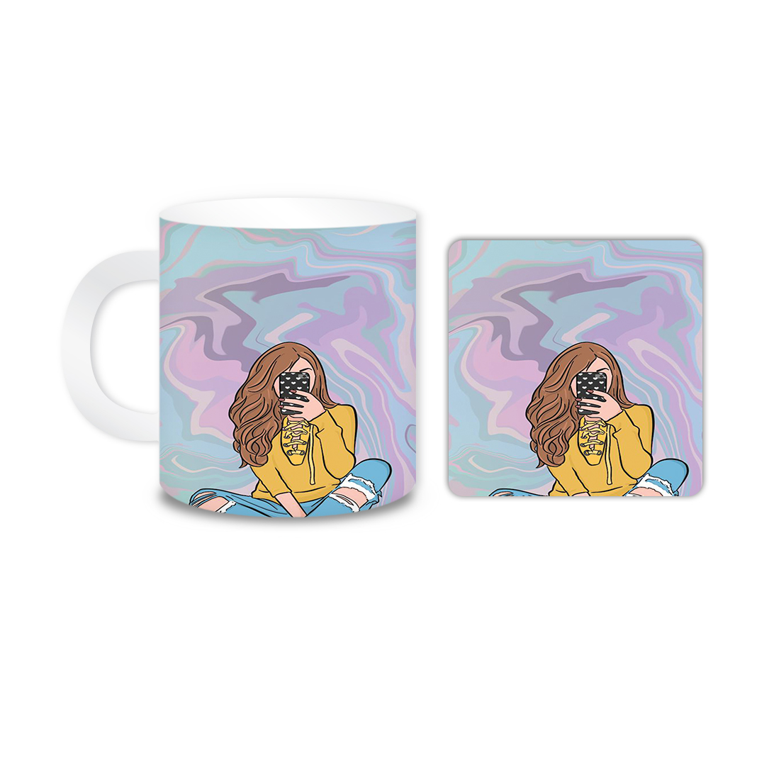 ماگ مدل دختر کد 1379 به همراه زیر لیوانی