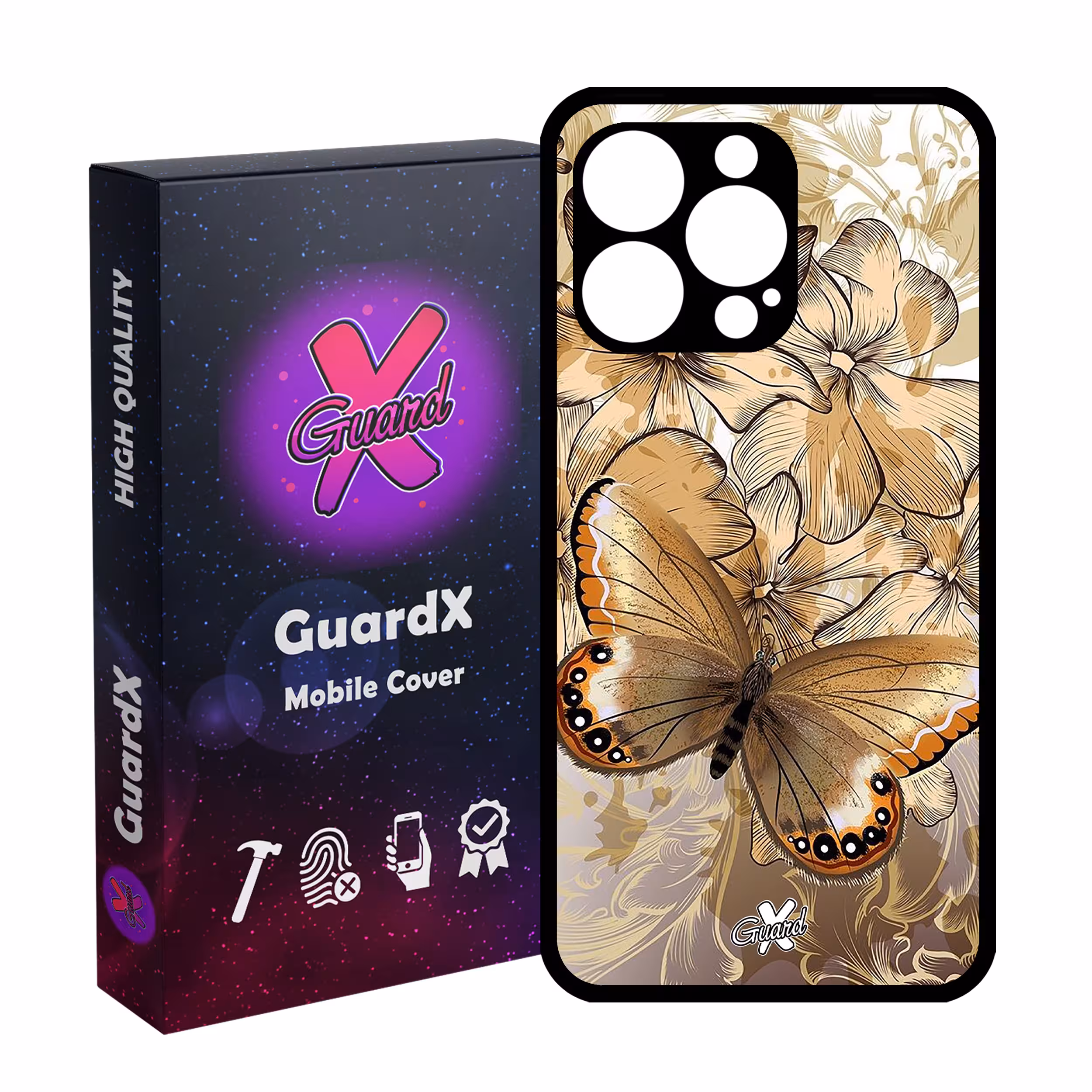 کاور گارد ایکس طرح پروانه مدل Glass10272 مناسب برای گوشی موبایل اپل iPhone 13 Pro