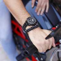 دستبند سنگی بلک فایر دستبند سنگ بلک فایر دستبند black fire دستبند مردانه دستبند زنانه دستبند سنگ لاوا حدید ارسال رایگان