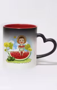 ماگ حرارتی دسته قلبی رنگی طرح پسر شب یلدا کد 10367