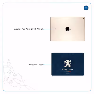 برچسب پوششی ماهوت مدل Peugeot-Logo مناسب برای تبلت اپل iPad Air 2 2014 A1567