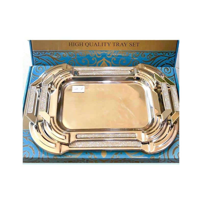 مشخصات و خرید سینی دو تکه استیل در سه طرح کد 001-002-003 🥇 | ژینال