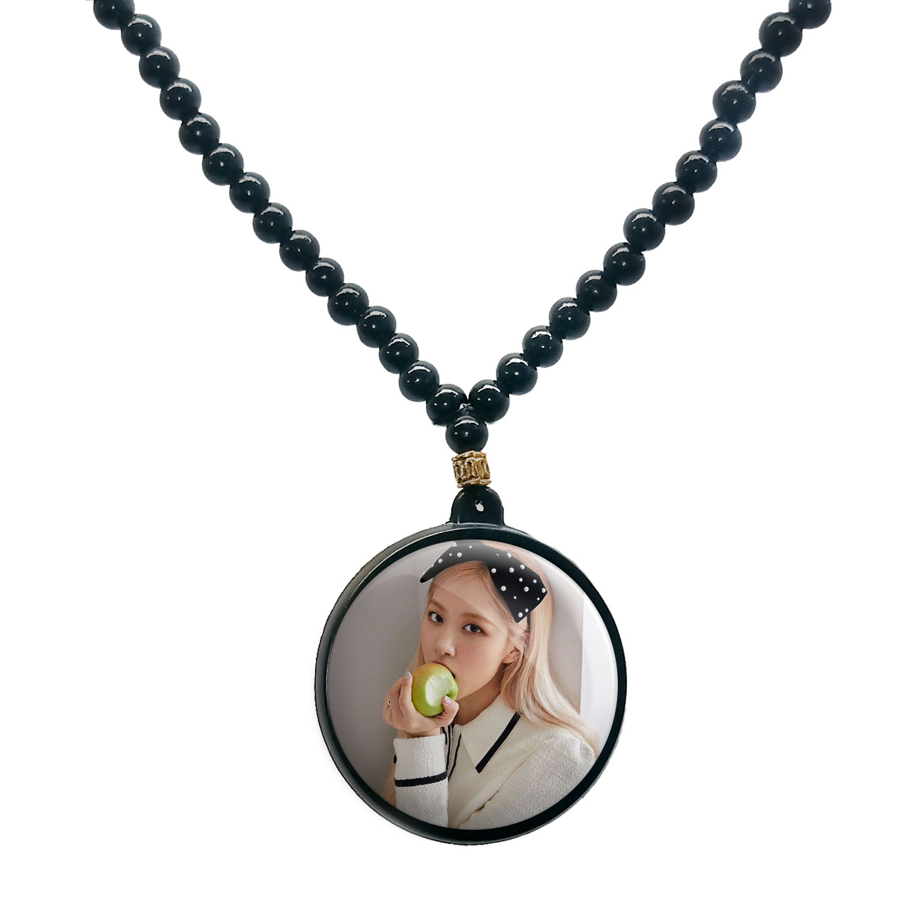 گردنبند پرمانه طرح بلک پینک کد pmd.18090 مدل دو طرفه