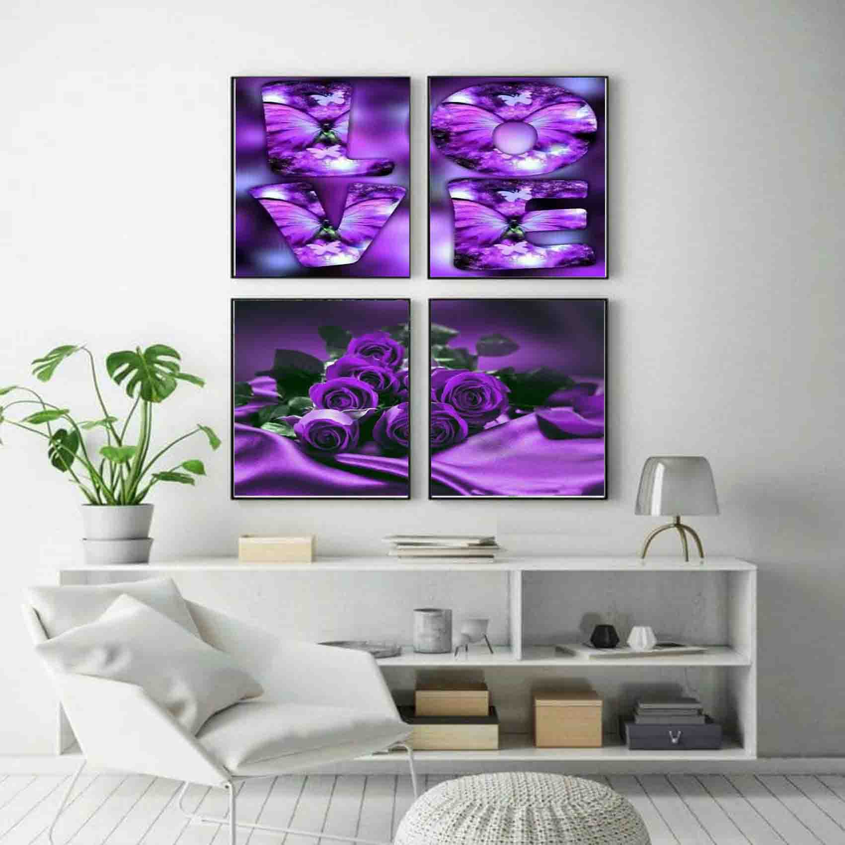 تابلو شاسی  طرح عشق مدل 3224  مجموعه چهار عددی