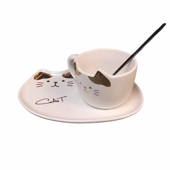 فنجان و نعلبکی طرح گربه مدل VT546