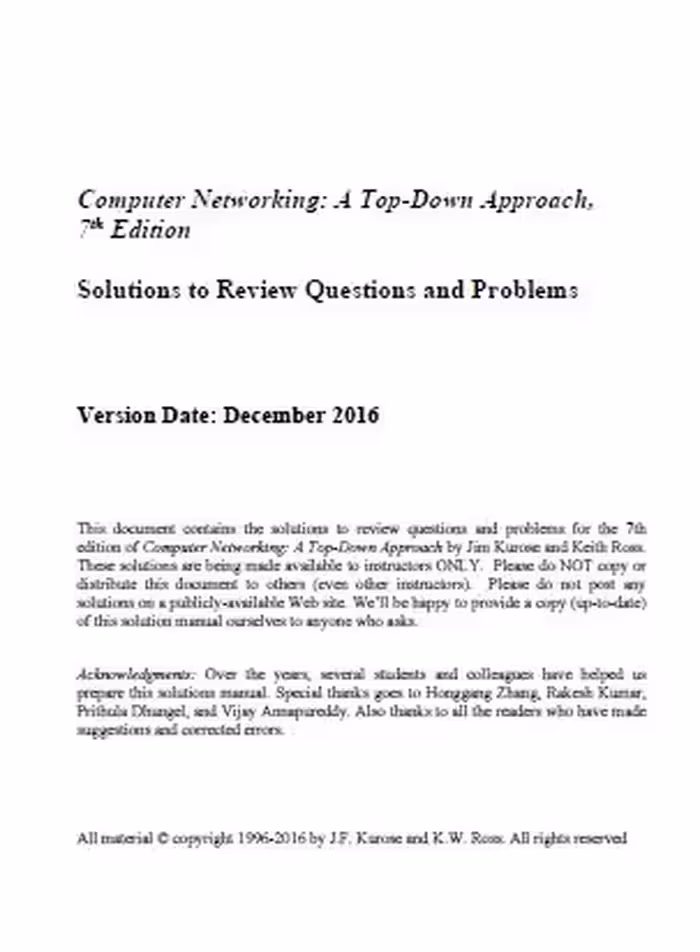 خرید و دانلود نسخه کامل کتاب [Soultion Manual] Computer Networking: A Top-Down Approach (7th edition) - Pdf