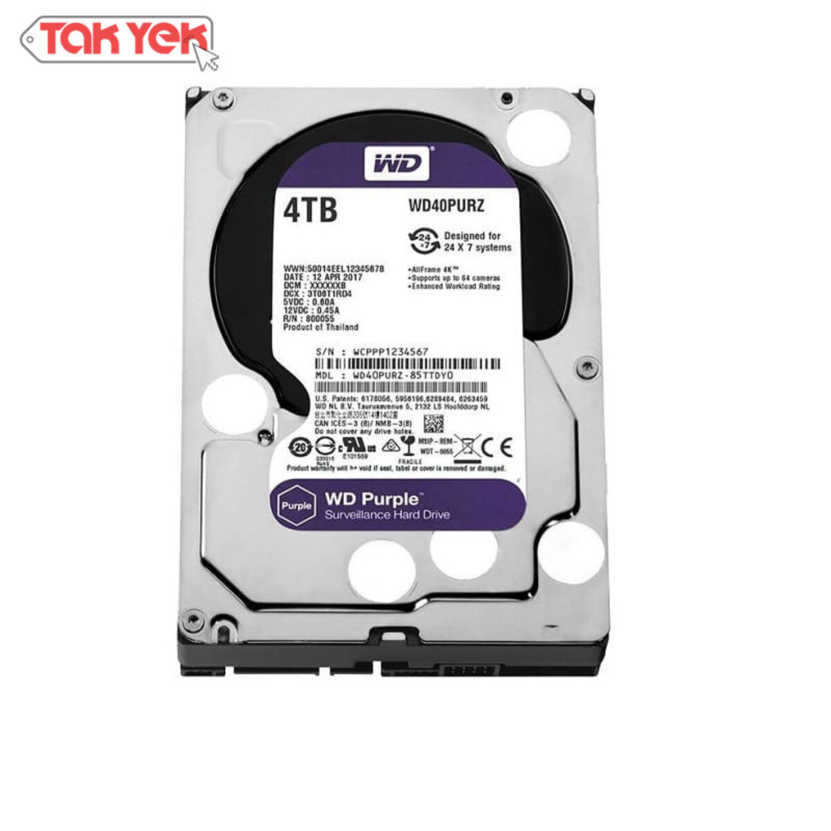 هارد دیسک اینترنال وسترن WD Purple 4TB