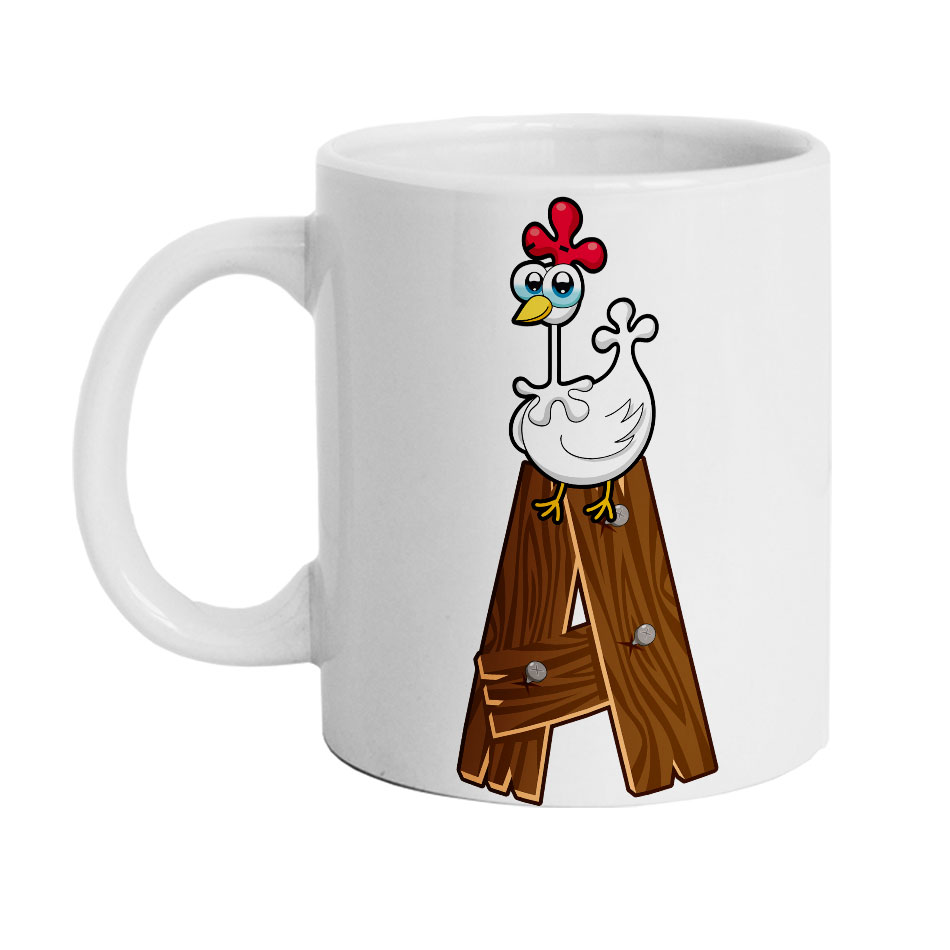 ماگ دارلی طرح حرف A مرغ مدل