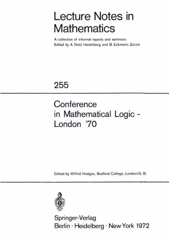 خرید و دانلود نسخه کامل کتاب Lecture Notes in Mathematics. Conference in Mathematical Logic - London ’70