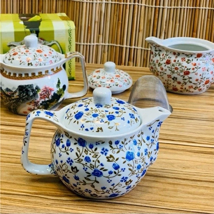 قوری چینی طرحدار صافی دار | amazonchi