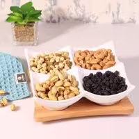 اردوخوری 4 خانه سرامیکی مربع با سینی چوبی VENTI کد 1003 