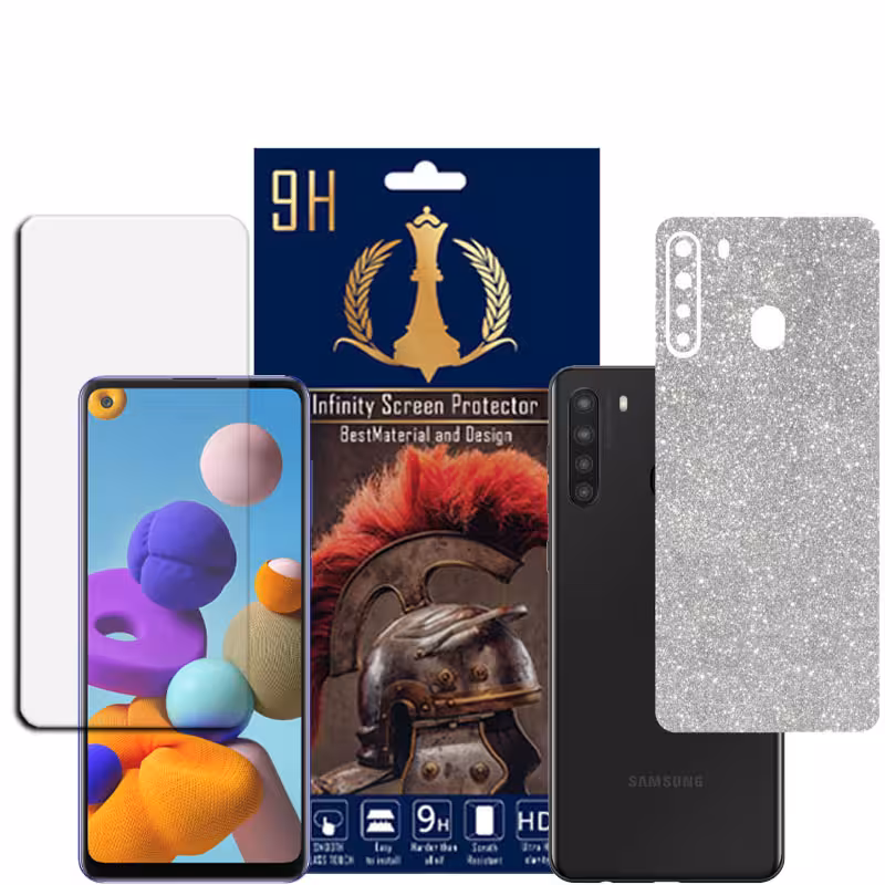 برچسب پوششی اینفینیتی مدل PRO MAX مناسب برای گوشی موبایل سامسونگ GALAXY A21 به همراه محافظ صفحه نمایش