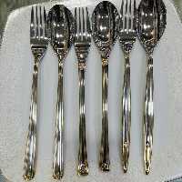 سرویس قاشق چنگال یونیک دهانه اروپایی نیمه طلایی 24نفره تمام استیل جدید ترین مدل( نیمه طلایی) فروش ویژه به قیمت کلی