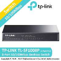 سوييچ 8 پورت مگابيت و دسکتاپ تی پی-لينک همراه 4 پورت PoE مدل TP-LINK TL-SF1008P