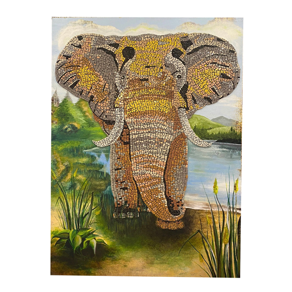 تابلو کاشی طرح فیل کد G1