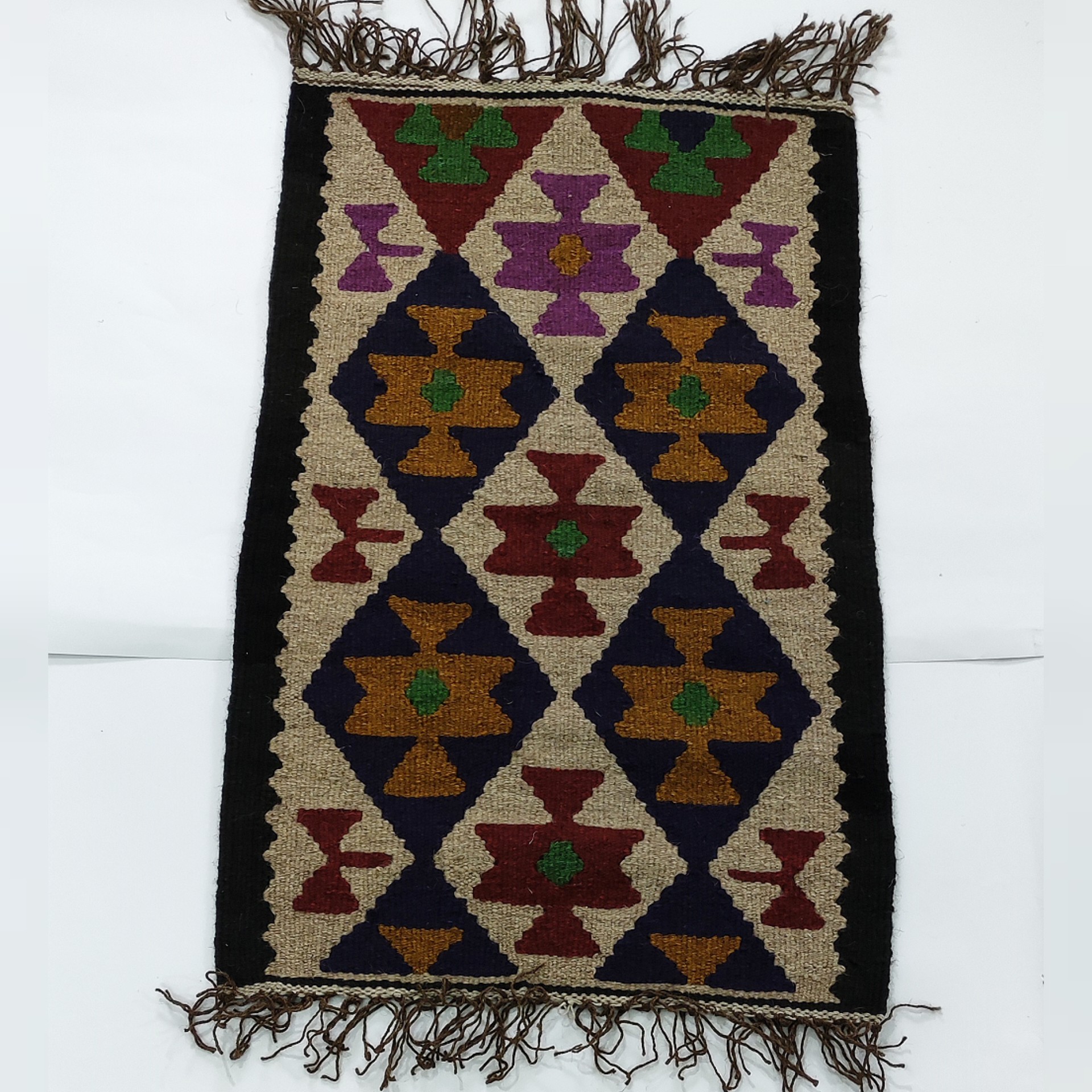 گلیم پادری پشمی  اعلی  60در100 سانتی متر  رنگ طبیعی دست بافت 