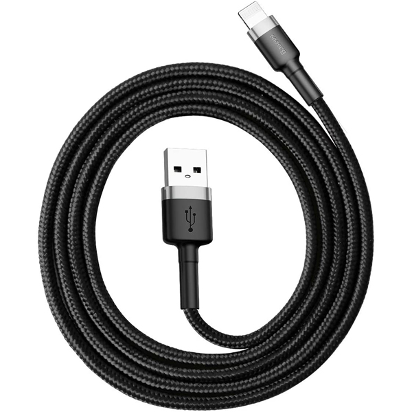 کابل USB به لایتنینگ باسئوس Baseus cafule Cable USB For lightning 2.4A 1M Gray Black
