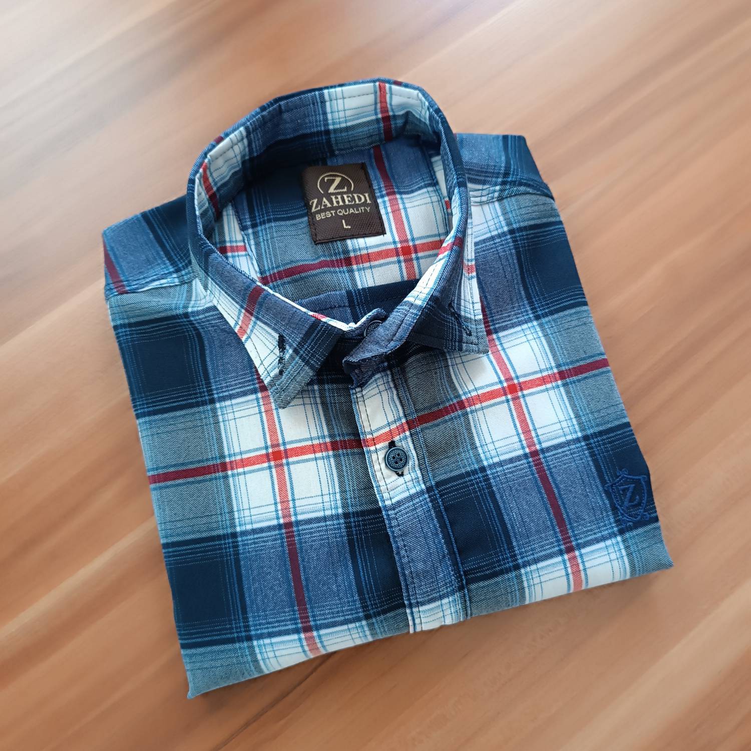 پیراهن مردانه آستین بلند چهار خانه پنبه کش کجراه در چهار سایز