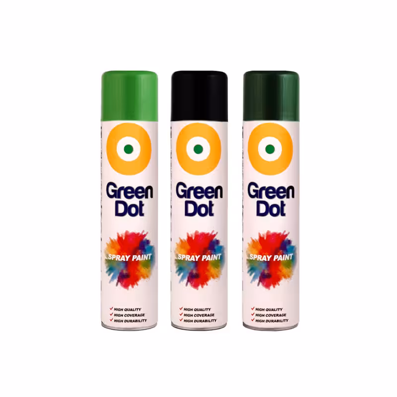 اسپری رنگ سبز سیر و سبز روشن و مشکی مات گرین دات مدل color 3 حجم 250 میلی لیتر مجموعه 3 عددی