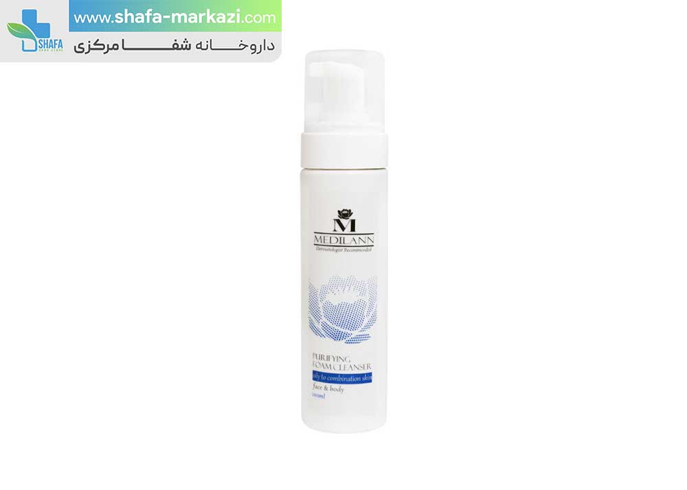 فوم شستشو صورت و بدن مدلین مناسب پوست های چرب و مختلط | Medilann Purifying Foam Cleanser Oily To Combination Skin