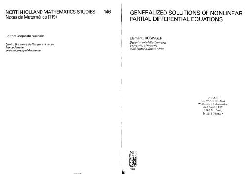 خرید و دانلود نسخه کامل کتاب Generalized solutions of nonlinear partial differential equations