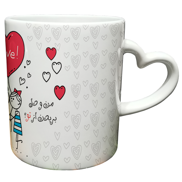 ماگ مدل دسته قلبی طرح عاشقانه کد 69