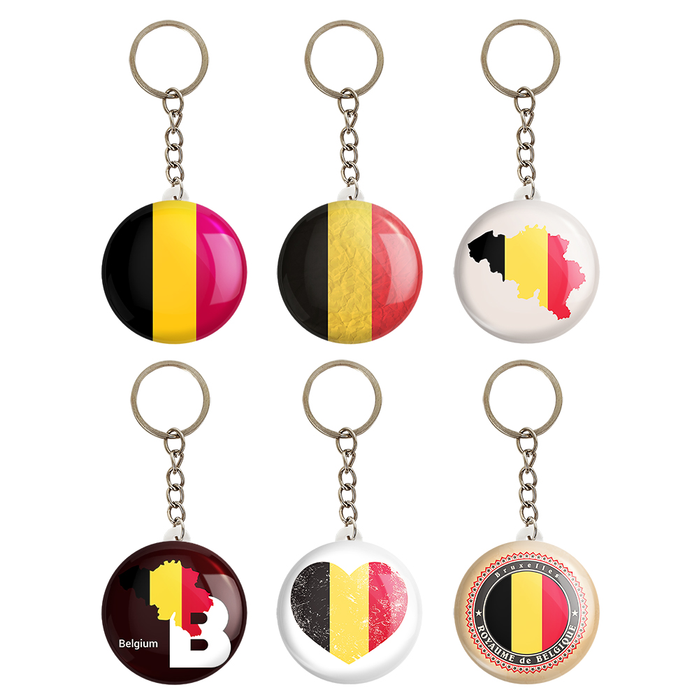 جاکلیدی خندالو مدل پرچم بلژیک کد 1226A مجموعه 6 عددی