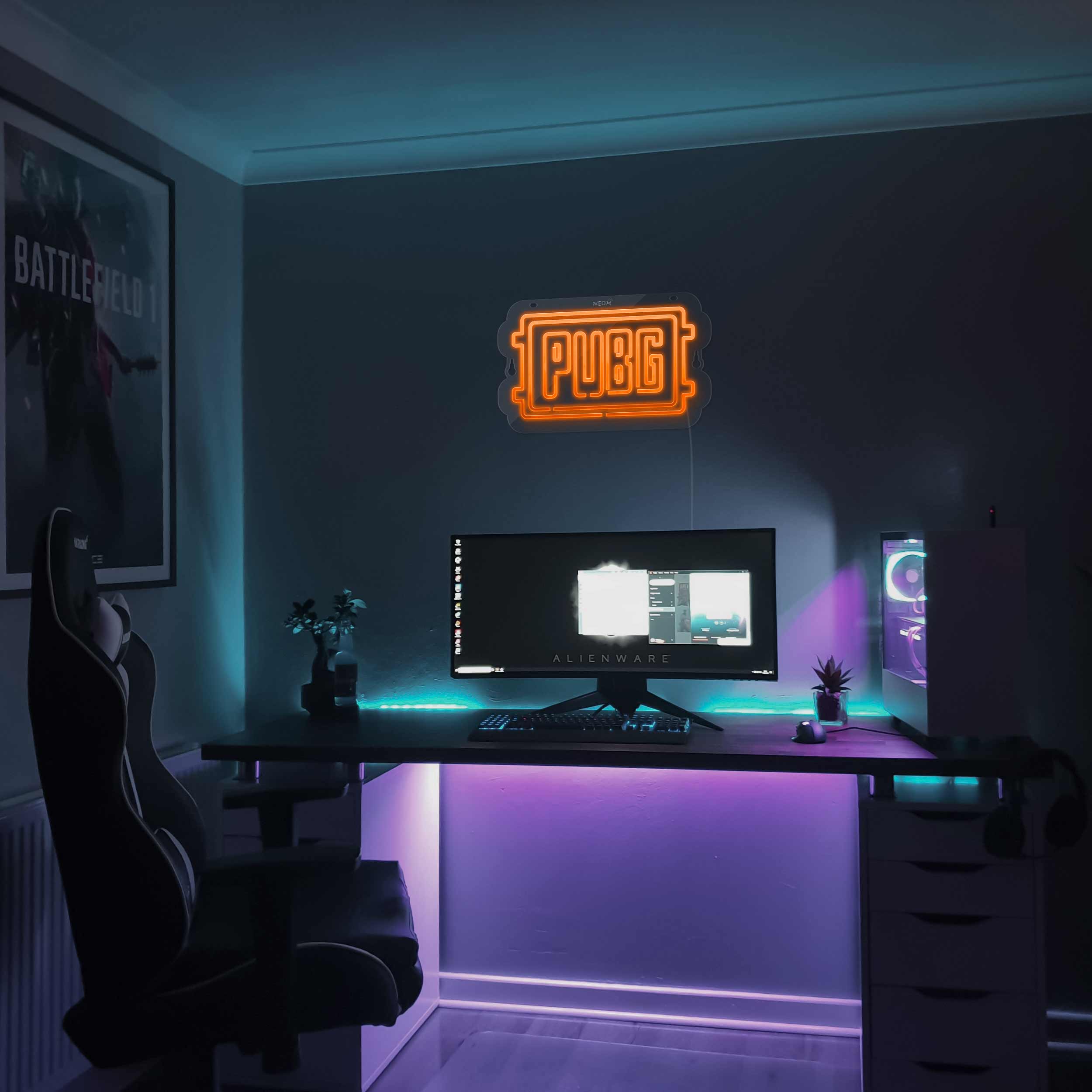 چراغ دیواری نئون دیزاین طرح Pubg-Logo_ORG