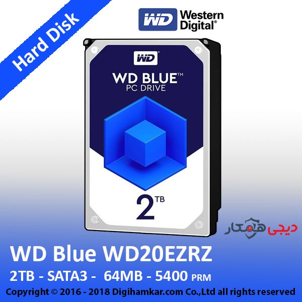هارددیسک اینترنال وسترن دیجیتال مدل Blue WD20EZRZ ظرفیت 2 ترابایت