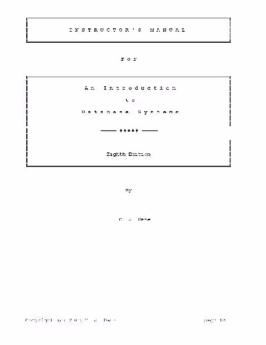 خرید و دانلود نسخه کامل کتاب Instructor's Manual for an Introduction to Database Systems
