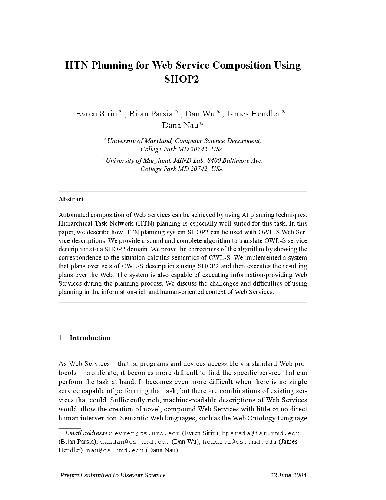 خرید و دانلود نسخه کامل کتاب HTN Planning for Web Service Composition Using SHOP2