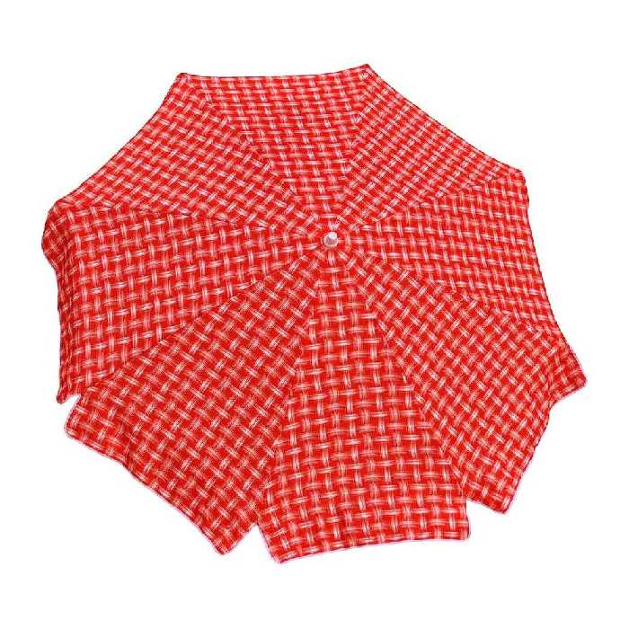 سایه بان قطر دو متر با پارچه نانو طرح تار و پود (چهارخانه) آب گریز رنگ قرمز،مسافرتی