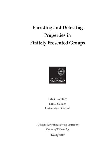 خرید و دانلود نسخه کامل کتاب Encoding and detecting properties in finitely presented groups