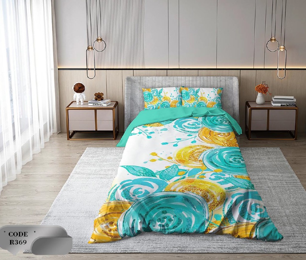 سرویس روتختی 2 نفره 6 تکه ابعاد 2.25 ×2.35 کشدار ضد حساسیت و عرق کد R369 | ست خواب و ست روتختی