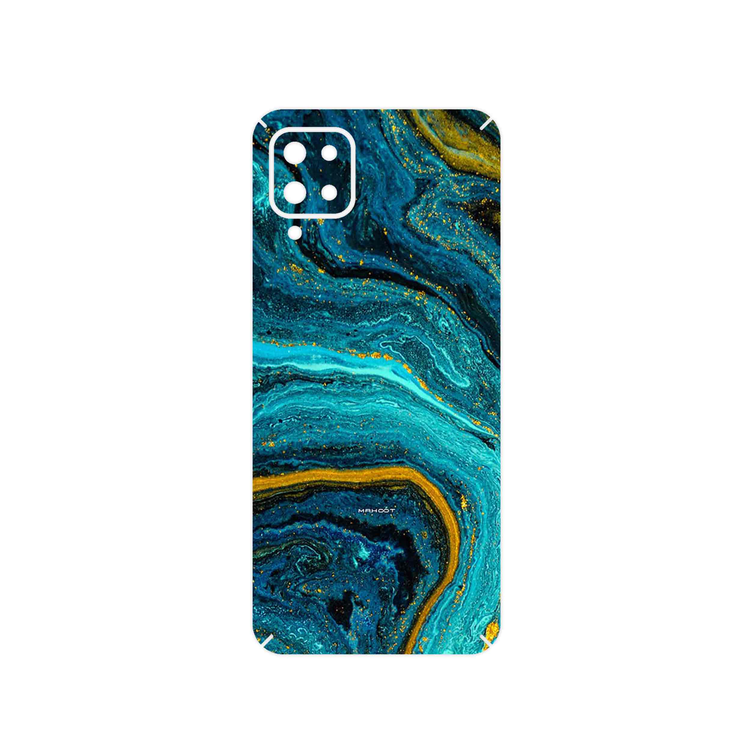 برچسب پوششی ماهوت مدل Turquoise marblewith golden streaks مناسب برای گوشی موبایل سامسونگ Galaxy A12 Nacho
