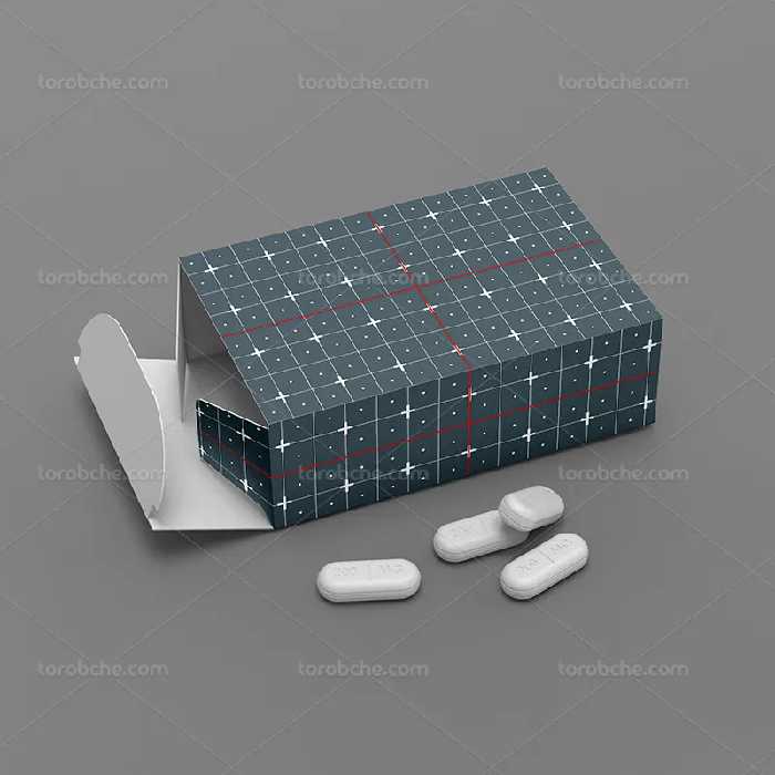 موکاپ لایه باز بسته بندی جعبه قرص | گرافیک با طعم تربچه