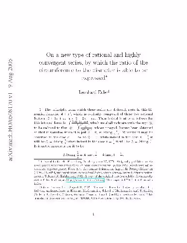 خرید و دانلود نسخه کامل کتاب On a new type of rational and highly convergent series, by which the ratio of the circumference to the diameter is able to be expressed