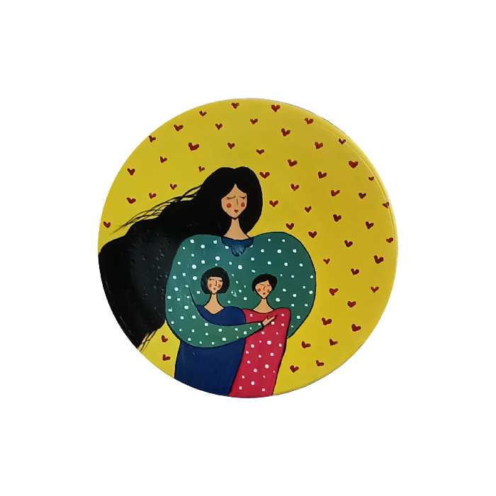 بشقاب دیوارکوب سفالی طرح مادر وفرزند کد41