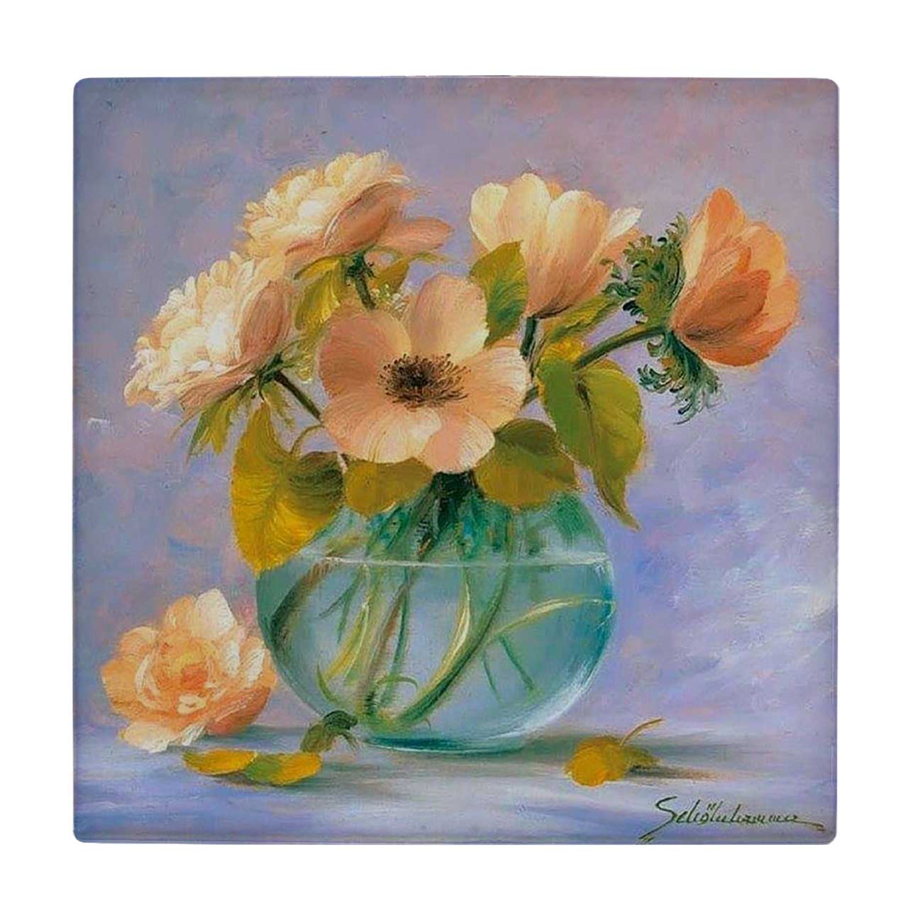  کاشی کارنیلا طرح گلدان گل کد wkk1393