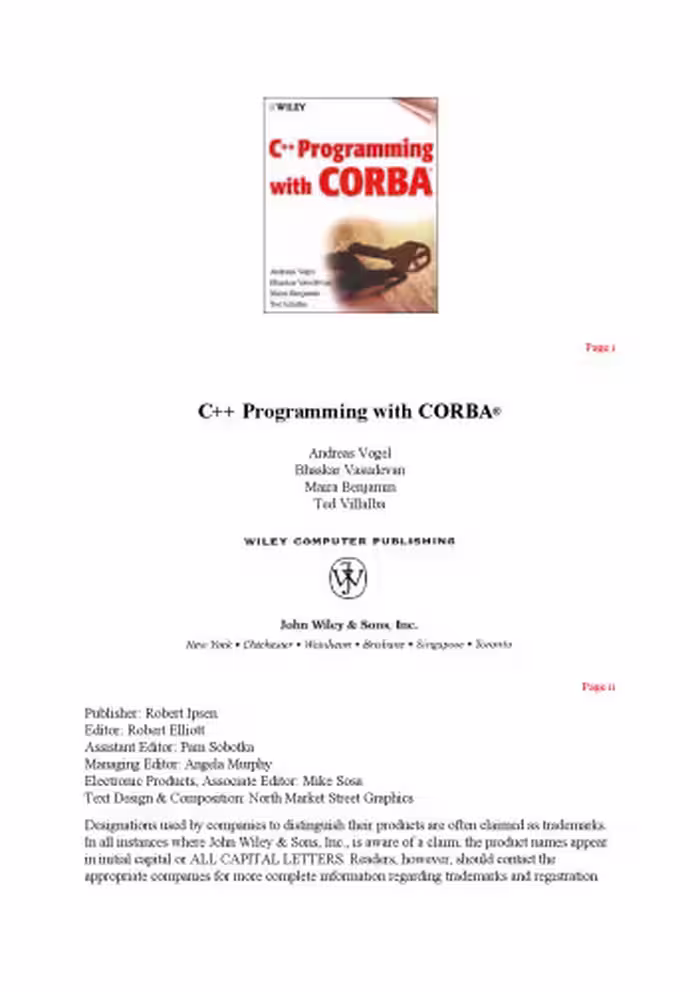 خرید و دانلود نسخه کامل کتاب C   Programming with CORBA