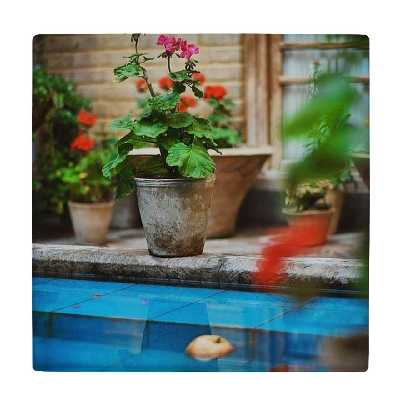  زیر لیوانی  طرح  حوض آب و گلدان های شمعدانی کد    4557512_3113