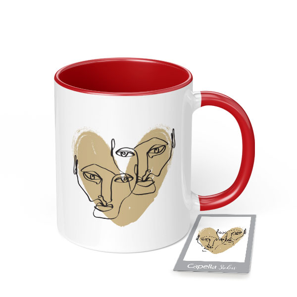 ماگ مگی مدل آرت لاین چهره‌های عاشق به همراه استیکر