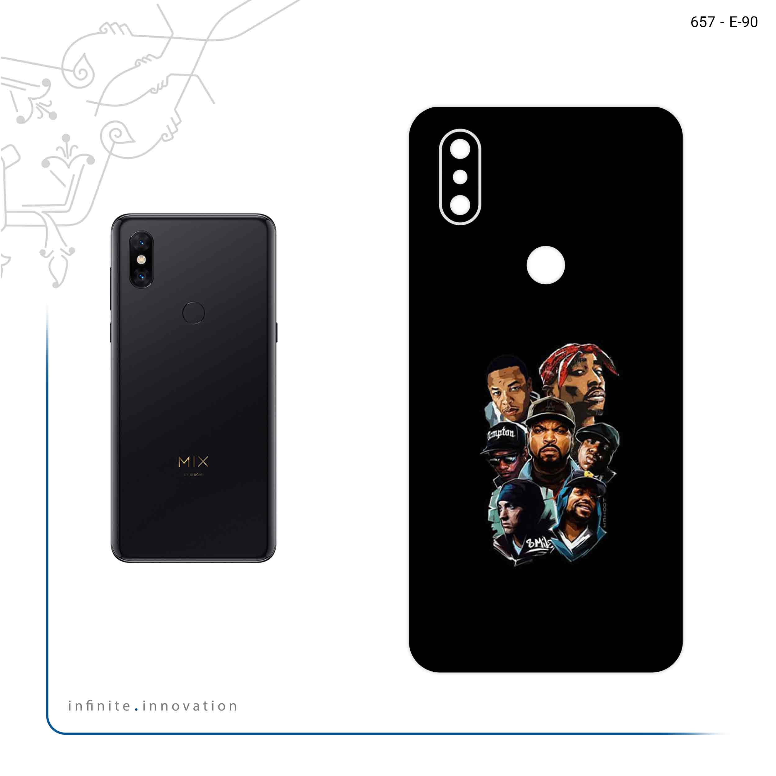 برچسب پوششی ماهوت مدل Great Rappers Digital Art مناسب برای گوشی موبایل شیائومی Mi Mix 3