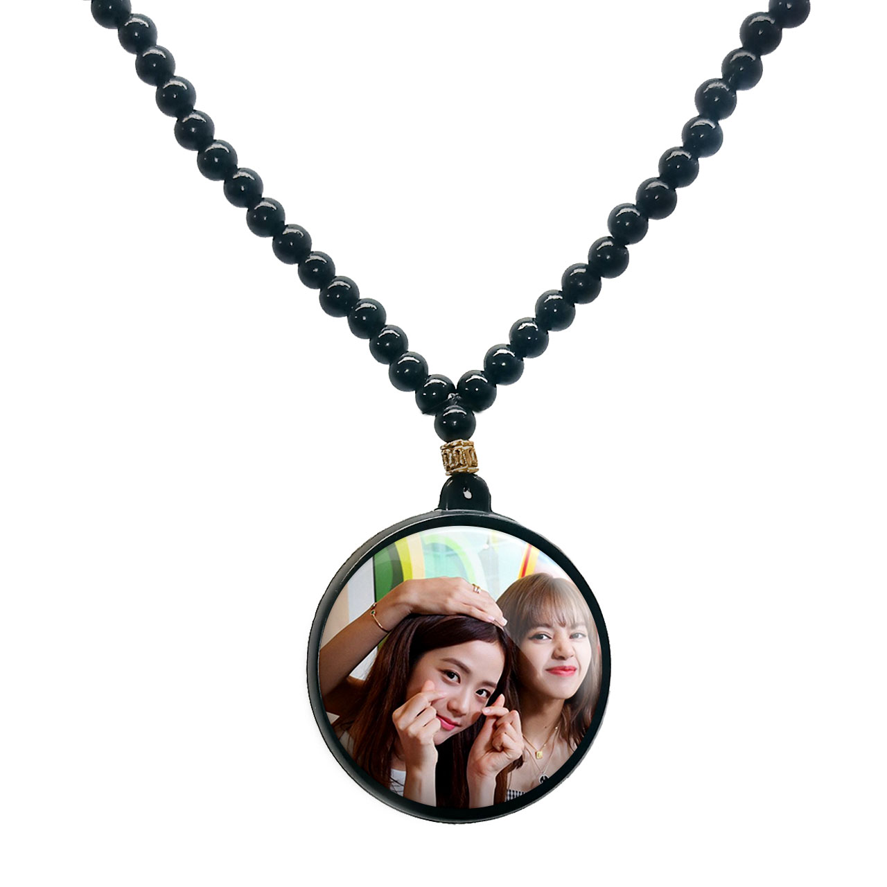 گردنبند پرمانه طرح بلک پینک کد pmd.17901 مدل دو طرفه