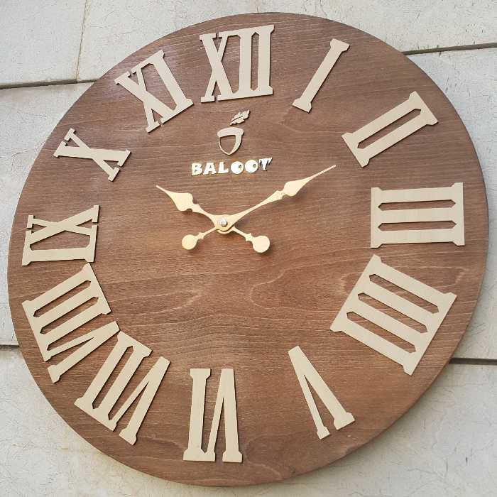 ساعت دیواری چوبی بلوط مدل اسلو (Oslo) به قطر 60 با موتور تایوانی 
